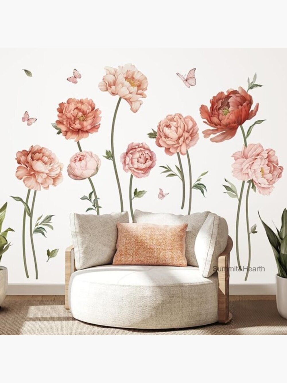 Floral Peel and Stick Wall Decals, 2 Sheets, Waterproof PVC Matte Material